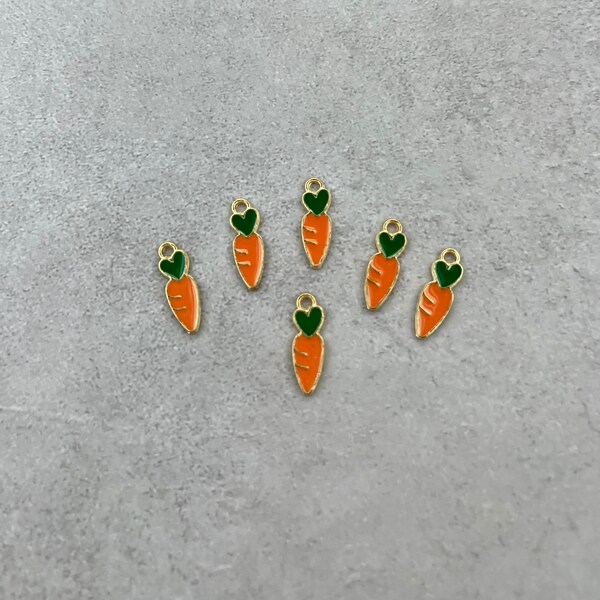 6 tiny carrot charms