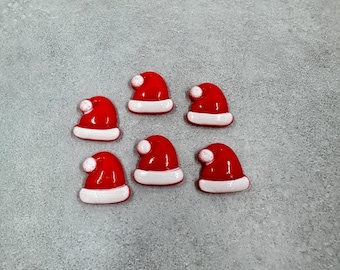 6 Santa hat cabochons
