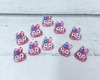 10 tiny bunny head cabochons