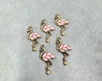 5 Fancy Flamingo charms