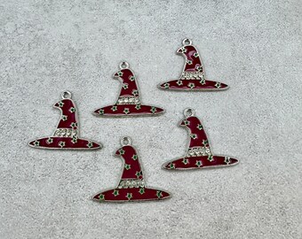 5 witch hat with gems Halloween charms