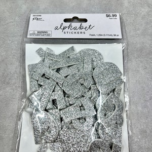 DESTASH *** nouveaux autocollants alphabet en mousse à paillettes argentées