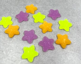 12 flat back resin star embellishments Halloween mix