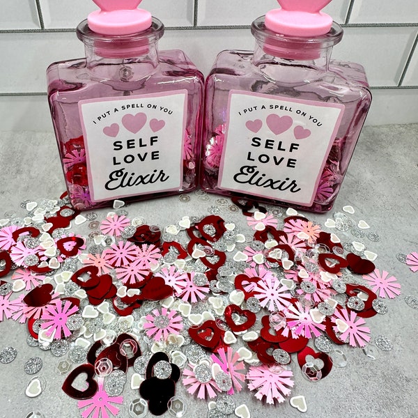 3Tbsp of Valentines sequin mix in a bottle