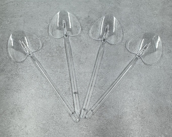 4 clear heart shaped sprinkle spoons