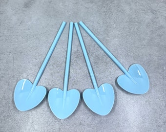 4 cucchiaini blu a forma di cuore per granella
