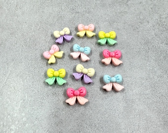 10 tiny resin bow cabochons