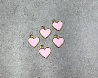 5 enamel heart charms