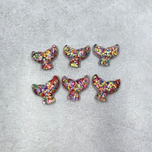 6 rainbow glitter resin mermaid tail cabochon embellishment
