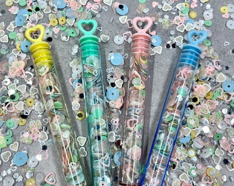 Pastel hearts sequins bubble tubes