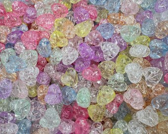 40 crackle heart beads