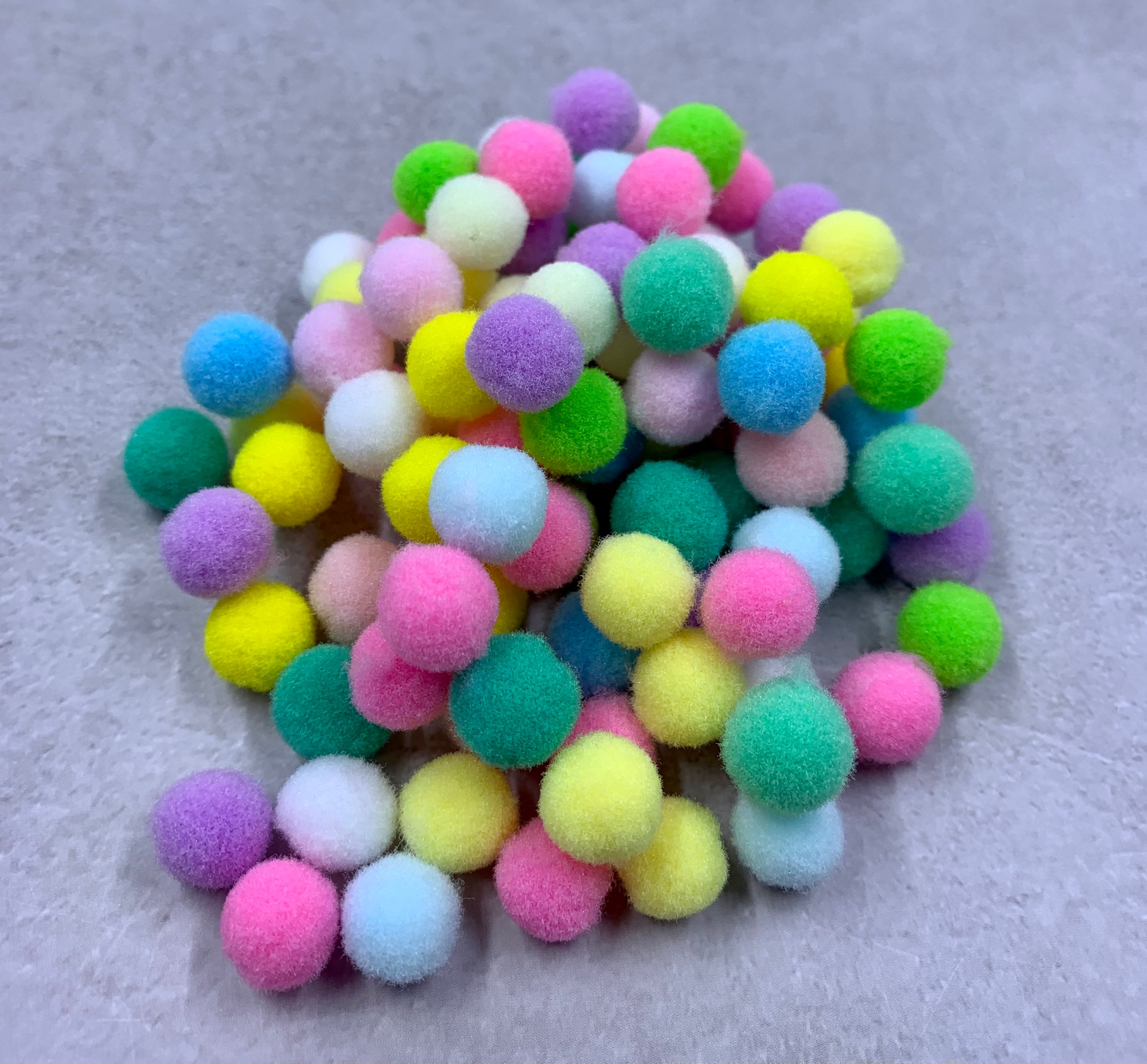 50 pcs Pom Poms, colorful cotton Pom Pom balls, Assorted color cotton  pompoms, Craft Supply Pompoms Handmade Pom Pom 22mm