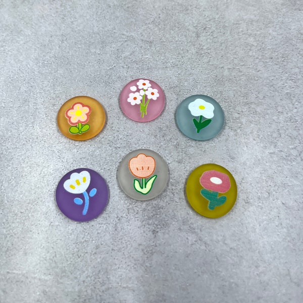 Flower print round flat back resin cabochons
