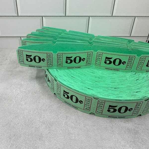 50 green 50cent tickets scrapbook ephemera