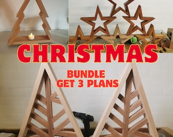Christmas bundel , Christmas Decor Templates, Xmas Tree Design, Wooden Christmas Tree Plans, Build plans, drawings , DIY