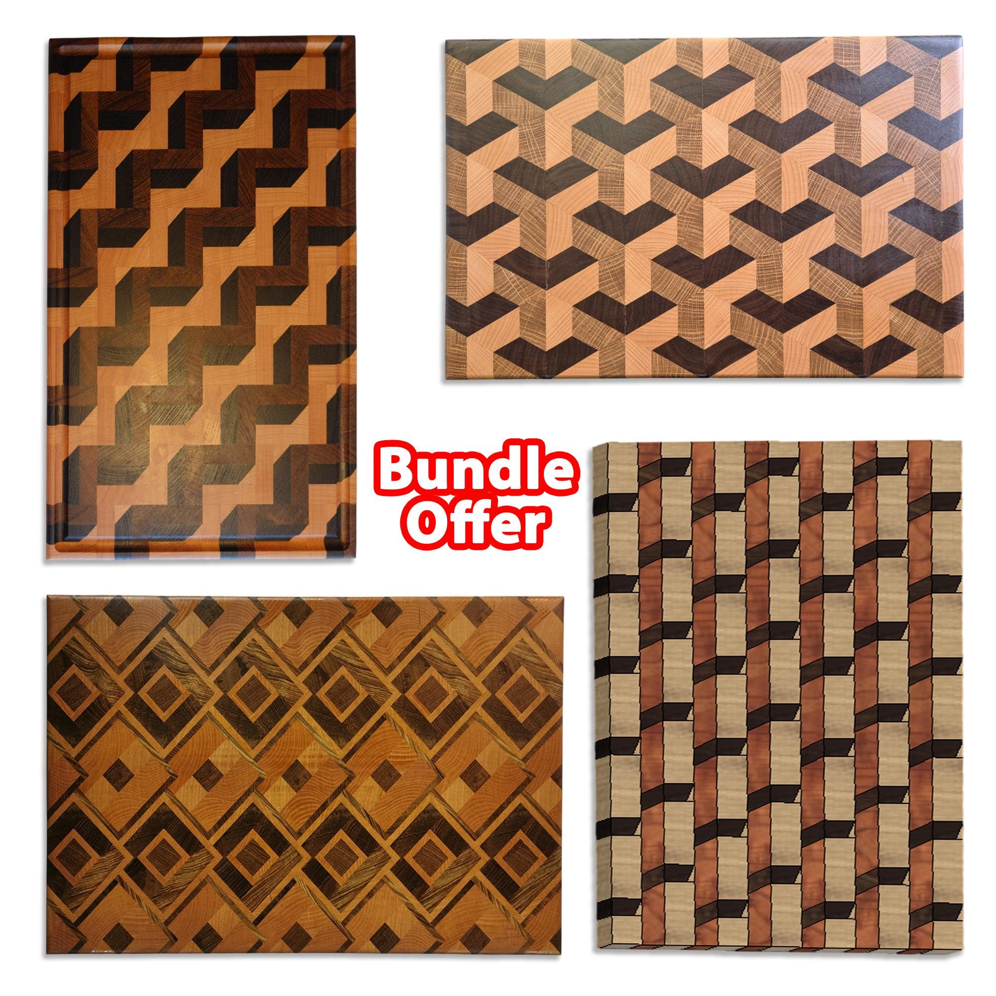 End Grain Cutting Board 3D Design Plans, DIY (PDF)