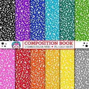 Composition Notebook Cover Digital Paper, composition notebook JPG, illustrations, graphics, scrapbook paper, patterns