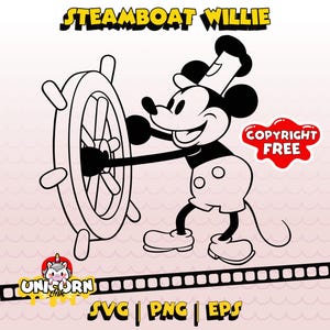 Steamboat Willie Sailing SVG, Mickey Mouse svg, Cricut Cut Files, Instant Digital Download, PNG, EPS