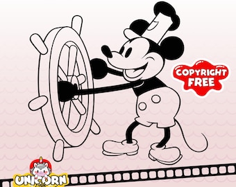 Steamboat Willie Sailing SVG, Mickey Mouse svg, Cricut Cut Files, Instant Digital Download, PNG, EPS