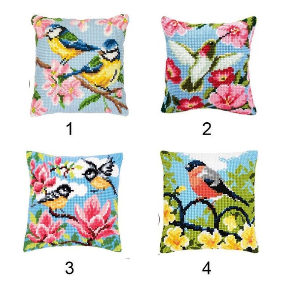 Latch Hook Kits Bird DIY Throw Pillow Cover Pattern Printed Etsy