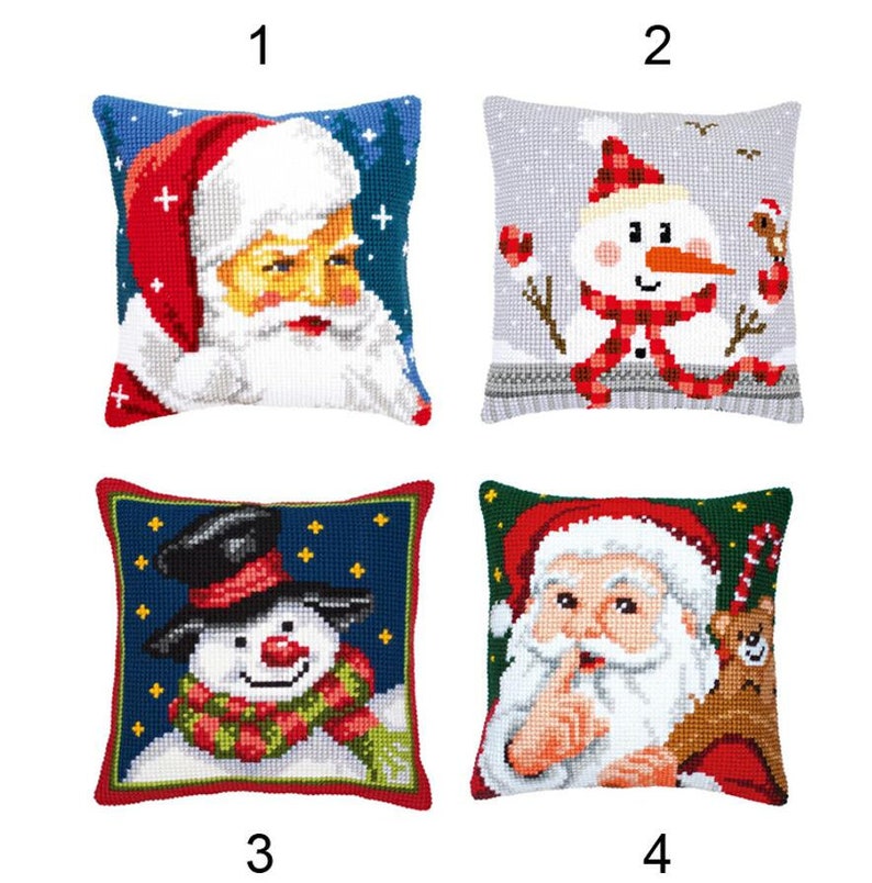 Kit De Crochet De Noël ZUHK - Toile Imprimée Motif Elan B, 43x43 Cm, Pour Housse De Coussin DIY, Adulte/enfant