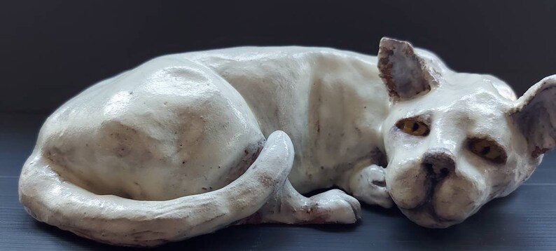 Hand built ceramic cat