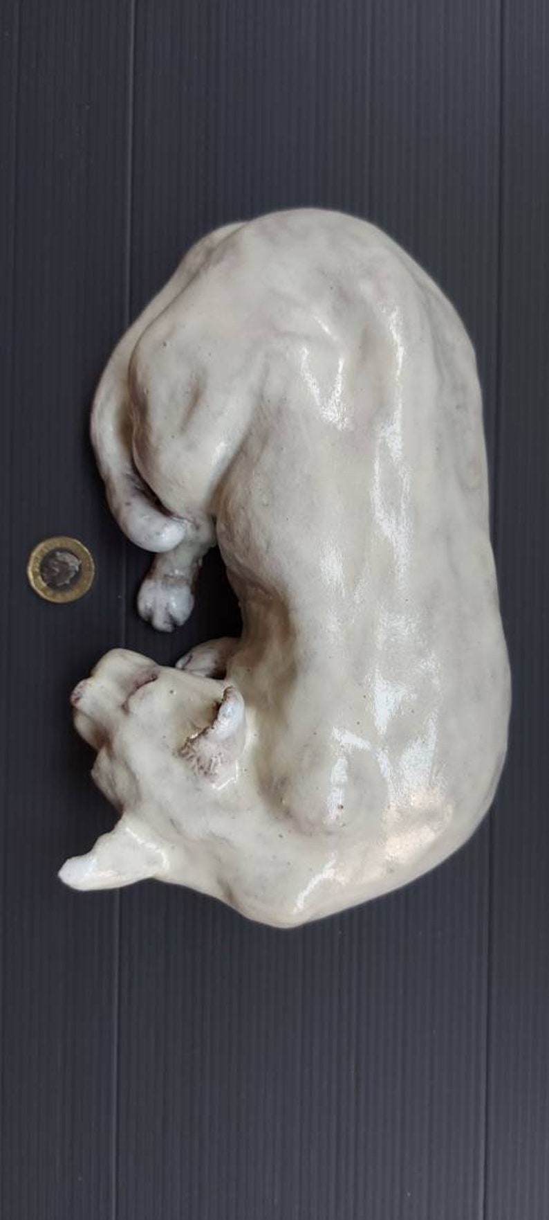Hand built ceramic cat