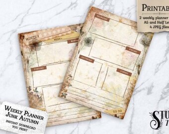 junk journal printables, planner stickers, bullet journal kit, vintage ephemera, junk journal kit, printable planner, planner inserts