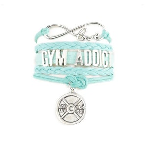 Gym Addict Woven Cord Charm Wristband Women Bracelet