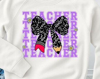 Teacher Life Composition Book Bow PNG, Back to School (Digital Download)