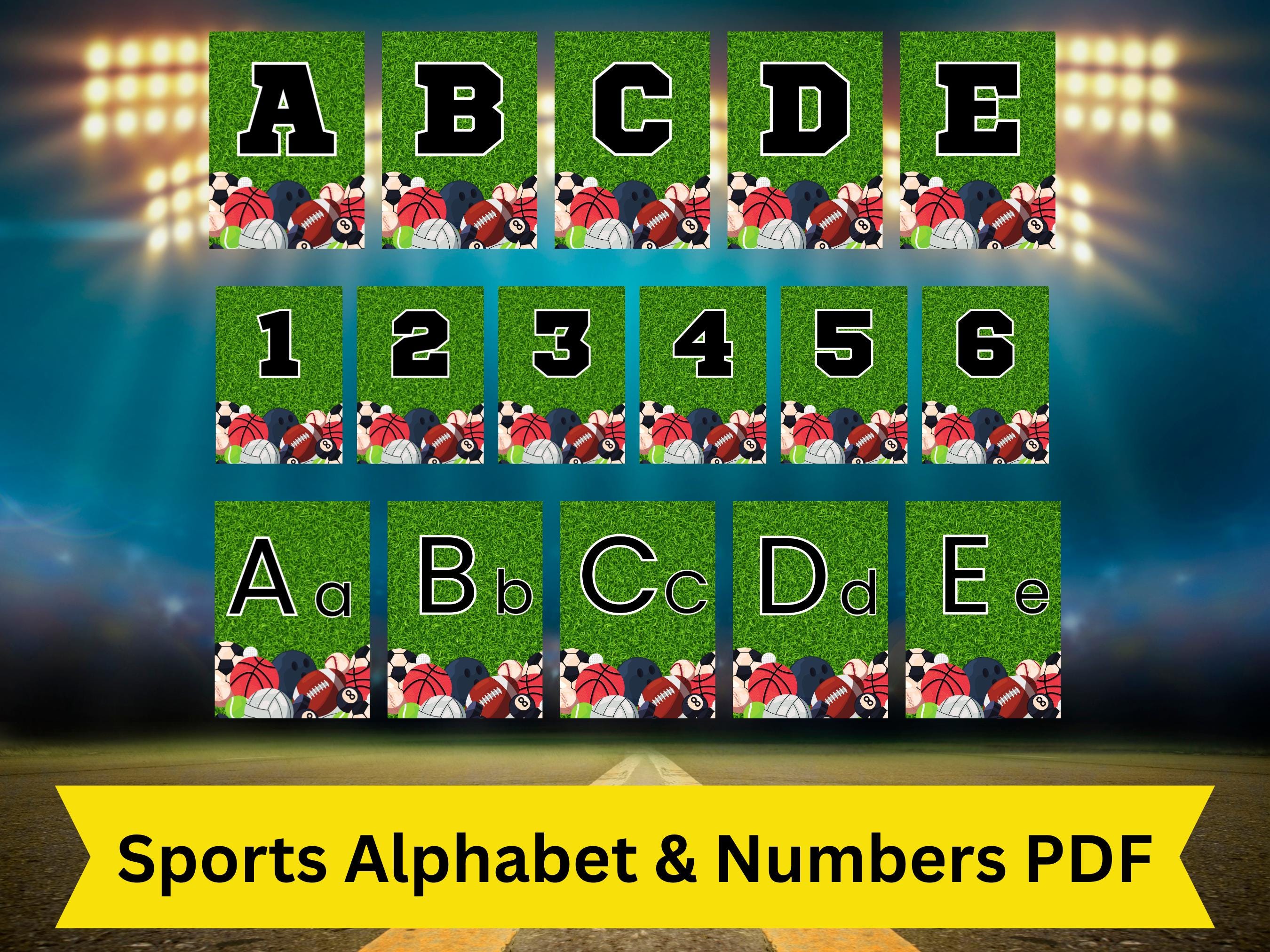 Sports Theme Alphabet and Numbers, Classroom Decor, Back to School, Alphabet Wall, Number Wall