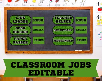 Sports Classroom Jobs, Editable on Canva, Back to School, Classroom Decor, Sports Theme