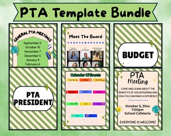 Editable PTA Template Bundle, PTO, Binder Covers, Elementary Schools, Volunteer Sign UP