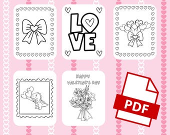 Valentine Coloring Pages, Day of Love, Classroom arts, Teacher Supplies, PDF, Instant Download