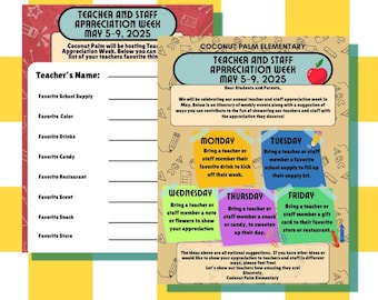 Teacher Appreciation Template, Editable Flyer, School Appreciation Week