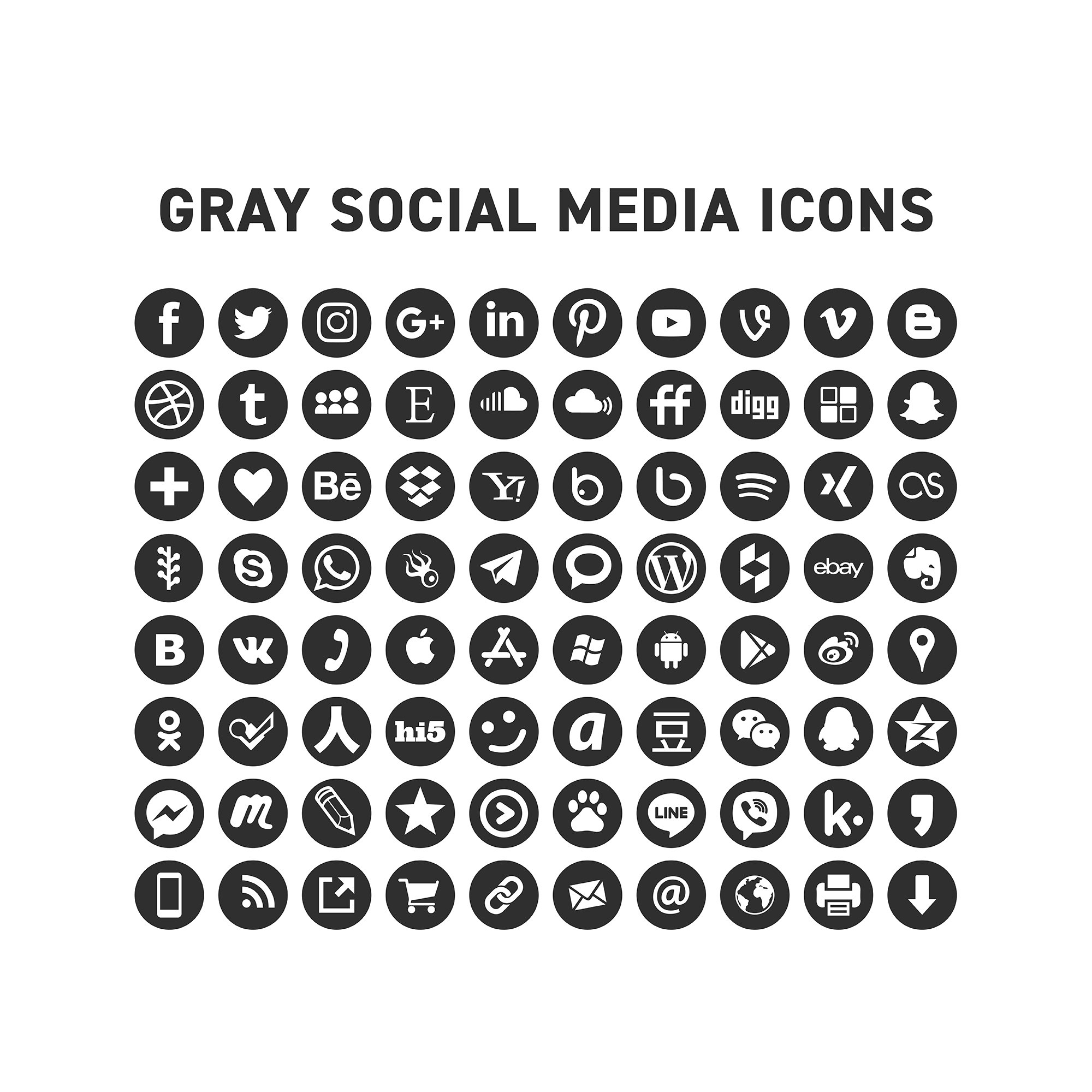 Gray Social Media Icons Svg Grey Icons Facebook Instagram Etsy Gray Social Media Icons Svg Grey Icons Facebook Instagram Etsy