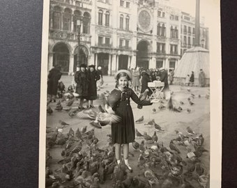 Pigeons à Venise Photo originale 1940