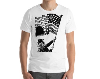 Uncle Sam with American Flag Short-Sleeve Unisex T-Shirt