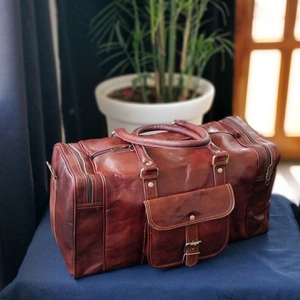 Leather Duffle Bag - Etsy