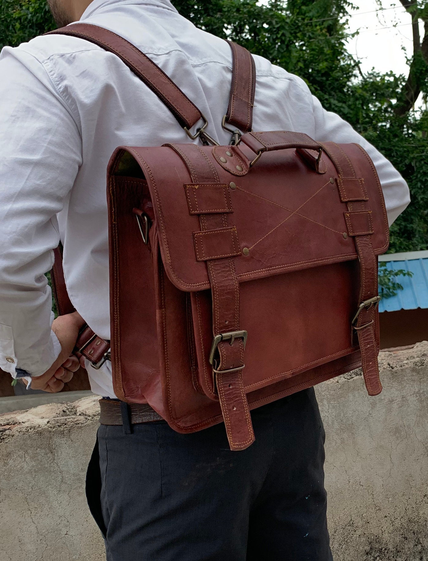 Convertible Backpack Men's Messenger Bag 16 Inch - Etsy