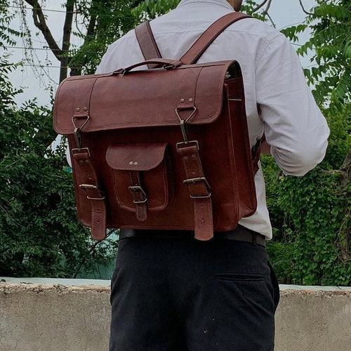 18 Inch Large Retro Laptop Messenger Bag Office Briefcase Etsy