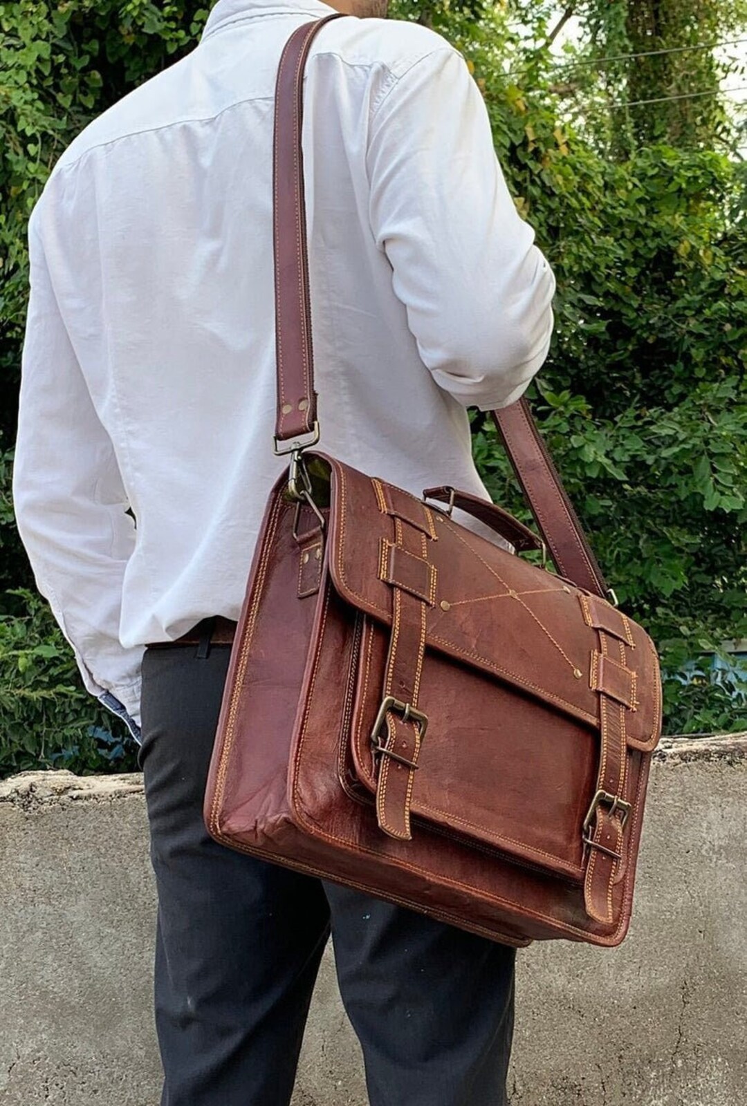 Convertible Leather Backpack Briefcase Leather Backpack Etsy
