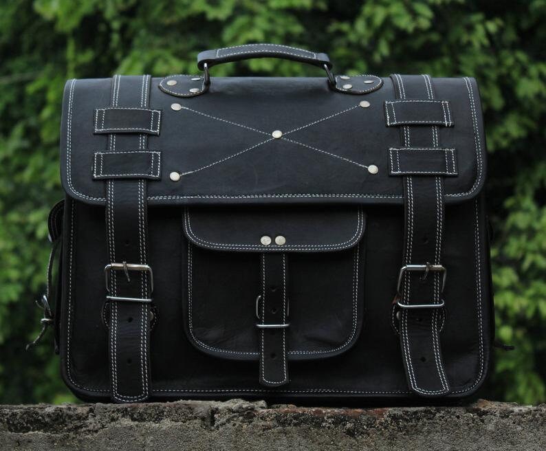 18 Inch Large Retro Laptop Messenger Bag Office Briefcase Etsy