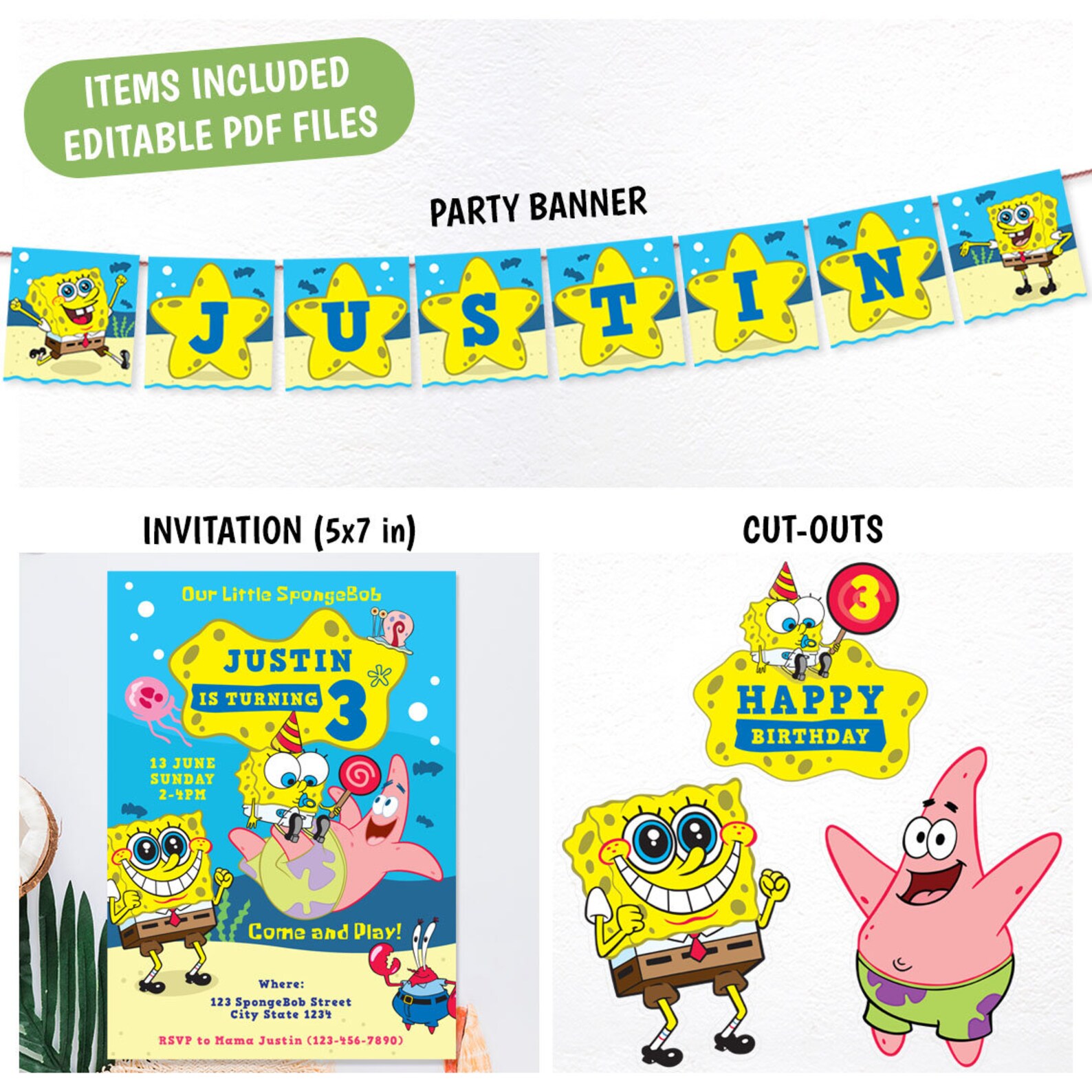 SpongeBob Printable Party Kit SpongeBob Birthday Party | Etsy