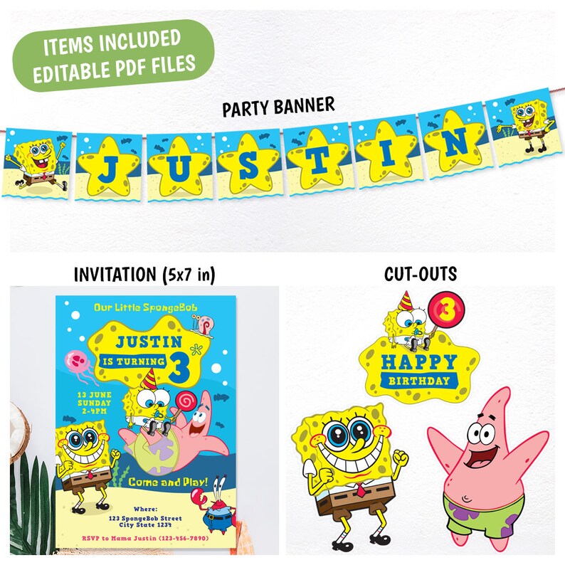 SpongeBob Printable Party Kit SpongeBob Birthday Party | Etsy