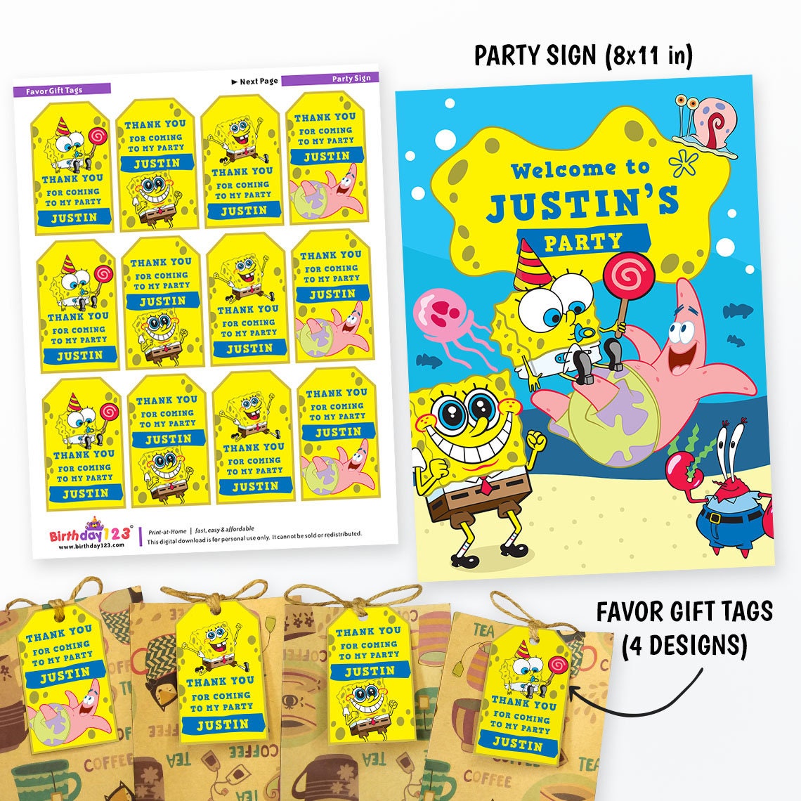 SpongeBob Printable Party Kit SpongeBob Birthday Party | Etsy