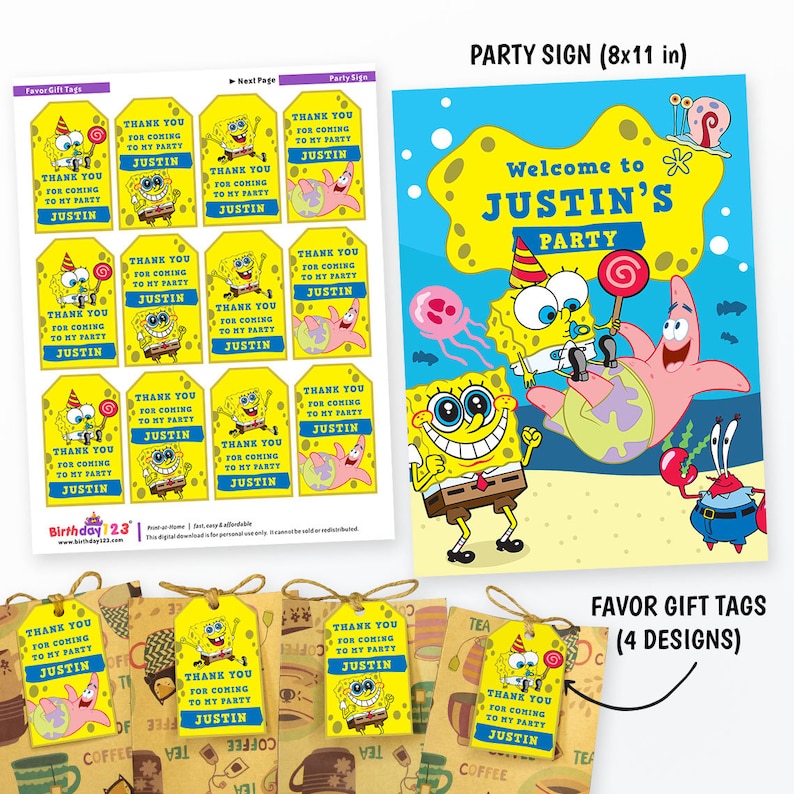 SpongeBob Printable Party Kit SpongeBob Birthday Party | Etsy