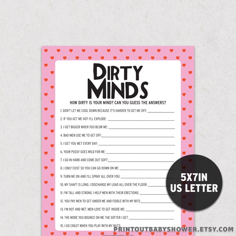 Baby Shower Riddles Game Dirty Minds Naughty What Am I Game Etsy