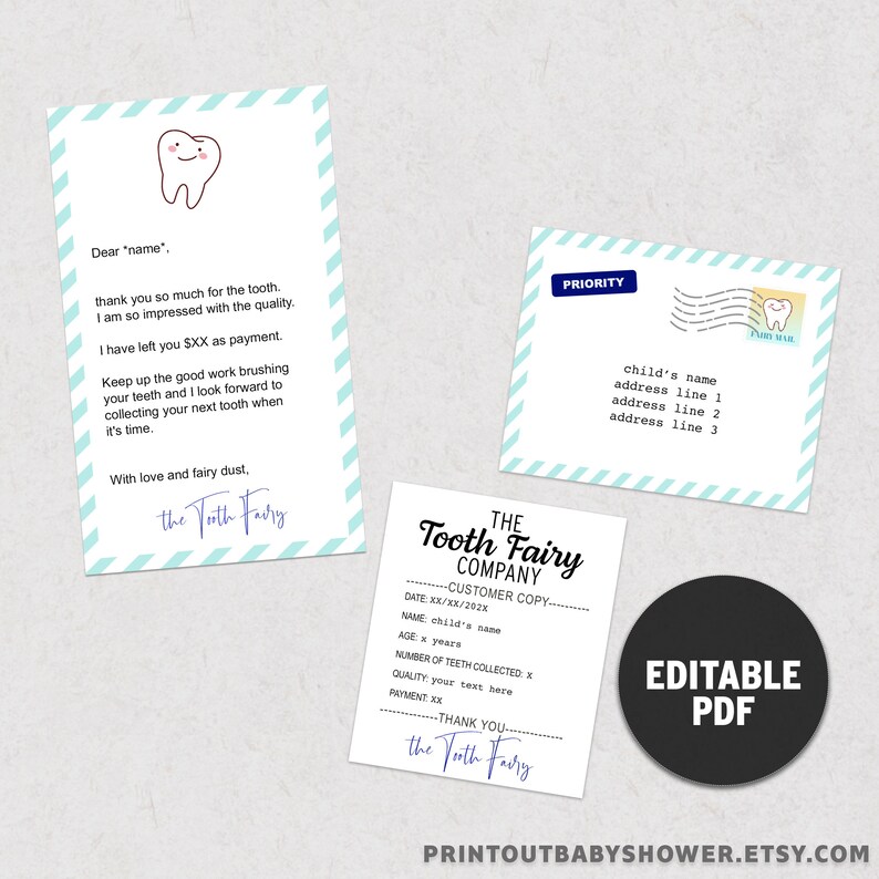 Printable Mini Tooth Fairy Letter Kit With Mini Envelope - Etsy