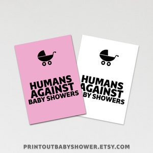 Printable Pink Humans Against Baby Showers Game, X-Rated Adult Baby Shower Game, PRINTABLE